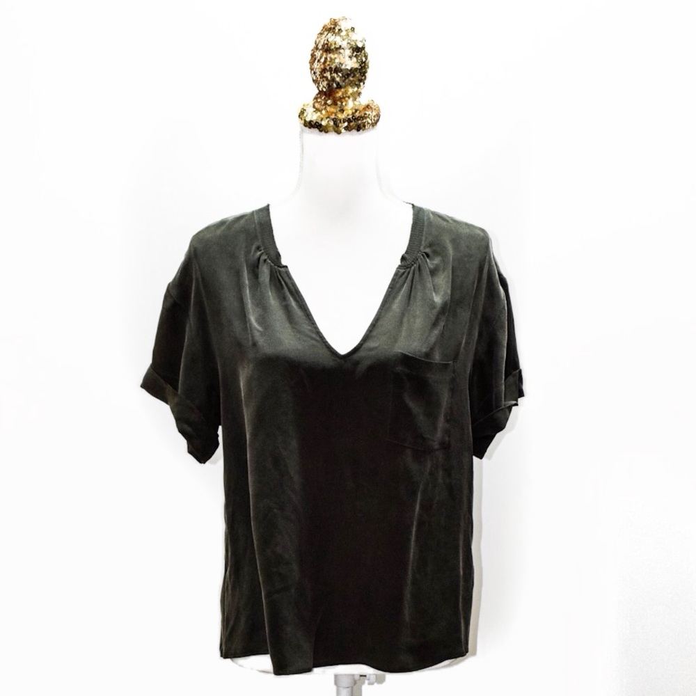 Joie Split Neck Silk Blouse - Picture 1 of 7
